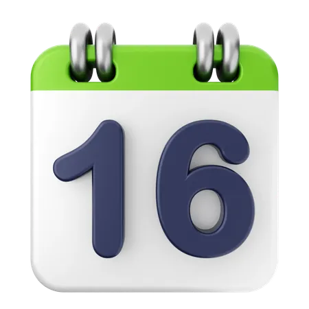 16th Calendar  3D Icon