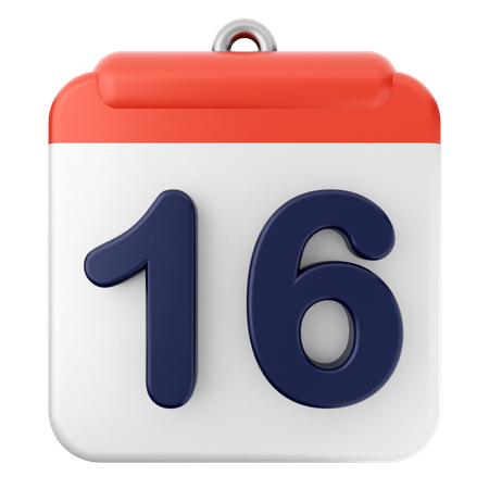 16th Calendar  3D Icon