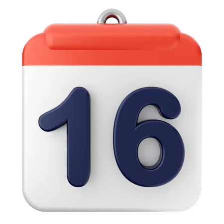 16th Calendar  3D Icon