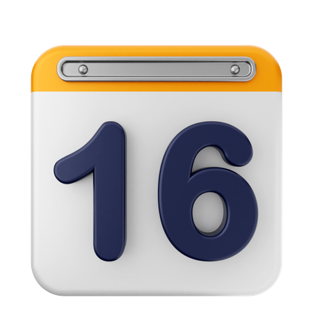 16th Calendar  3D Icon