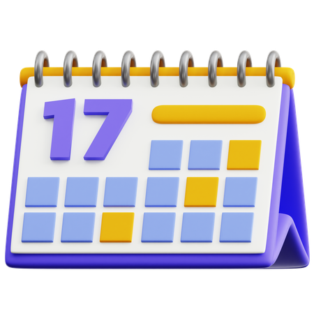달력 날짜 17  3D Icon
