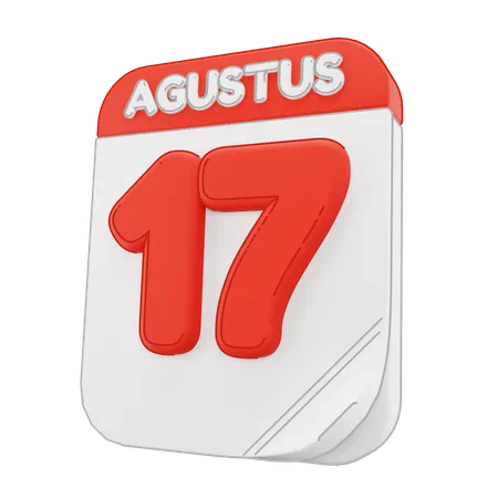 Calendário de 17 de agosto  3D Icon