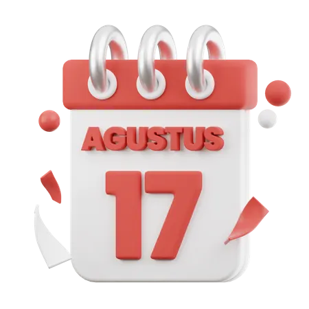 Calendario del 17 de agosto  3D Icon