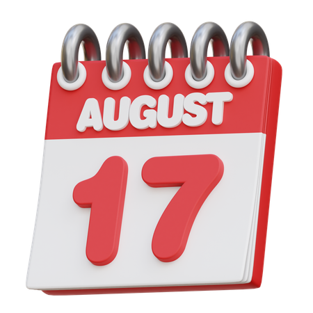 Calendario del 17 de agosto  3D Icon
