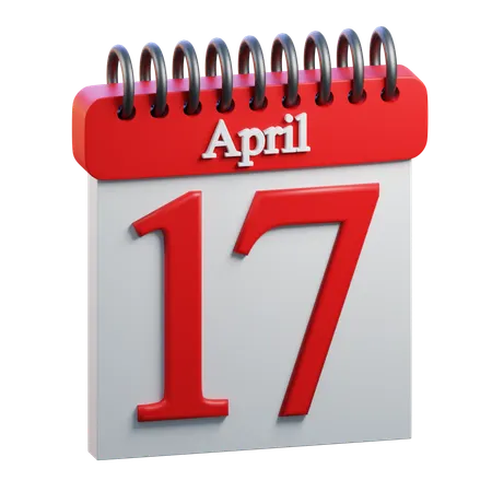 17 April Calendar  3D Icon