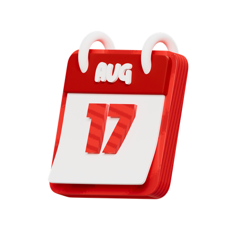 17 August Calendar  3D Icon