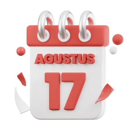 17 august calendar  3D Icon
