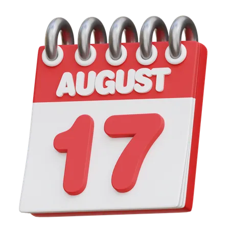 17 August Calendar  3D Icon