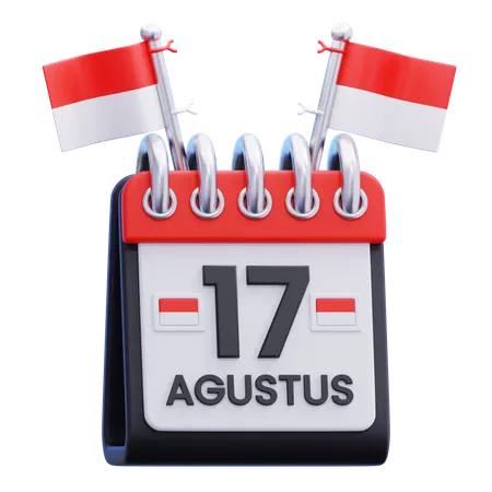 17. August Kalender  3D Illustration