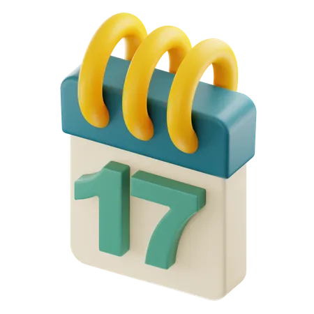17 Date Calendar  3D Illustration