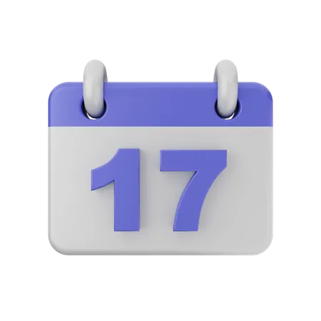 Calendrier à 17 dates  3D Icon