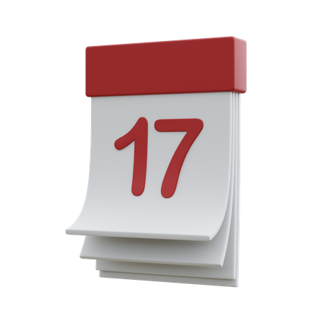 Calendário de 17 de agosto  3D Icon