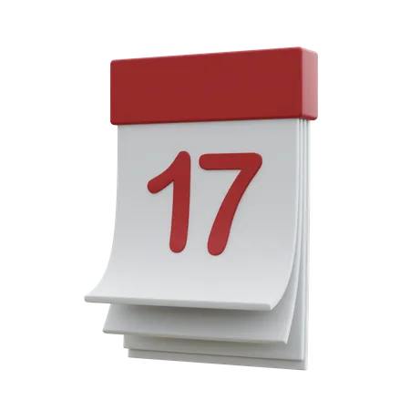 Calendário de 17 de agosto  3D Icon