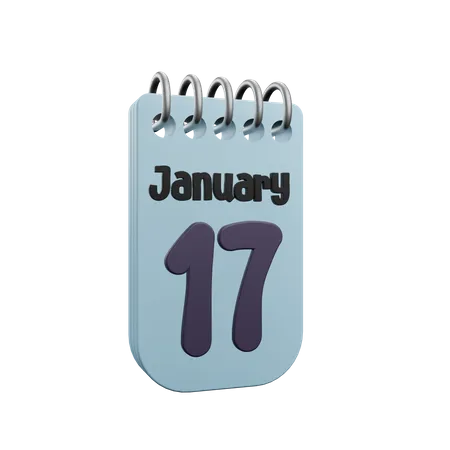 Calendario del 17 de enero  3D Icon