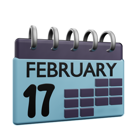 17 February Calender  3D Icon
