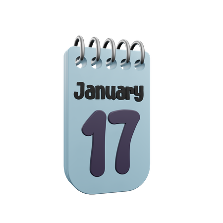 17 January Calender  3D Icon