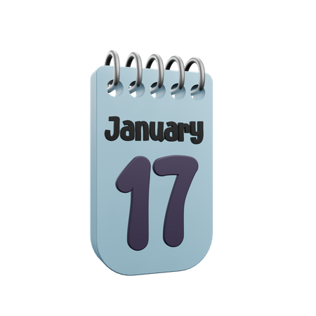 17 January Calender  3D Icon