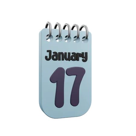 17 January Calender  3D Icon