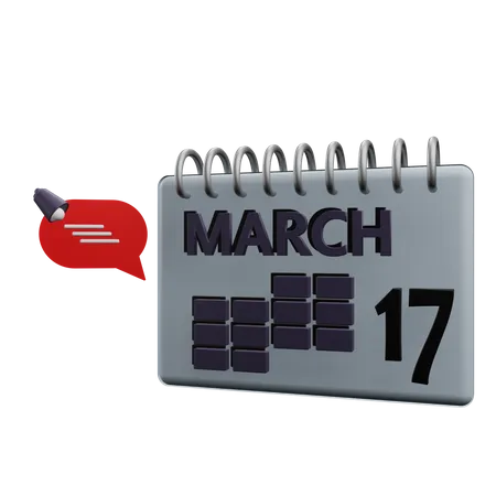 17 March Calender  3D Icon