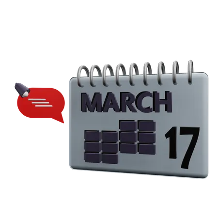 17. März Kalender  3D Icon