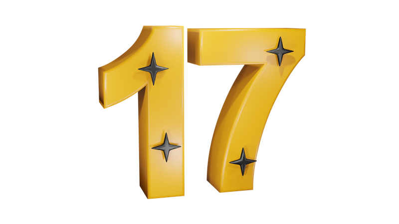 17 Number  3D Icon
