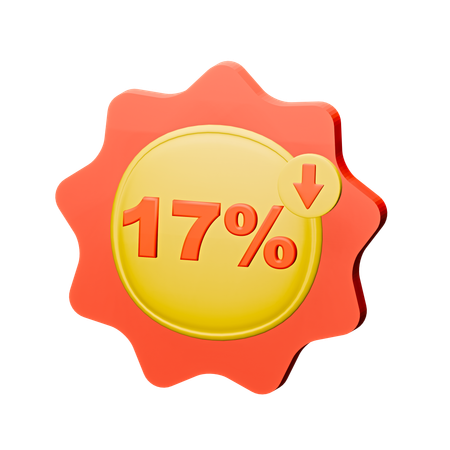 17% Rabatt-Abzeichen  3D Icon