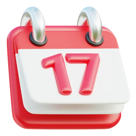 A 3 D Calendar Icon With 17 In Bold Red Marking Indonesias Independence Day Against A Contrasting White And Red Backdrop 3D Icon