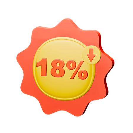 18% 할인 배지  3D Icon