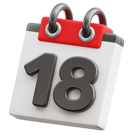 달력 날짜 18  3D Icon