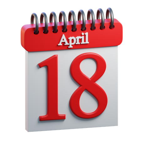 18 April Calendar  3D Icon