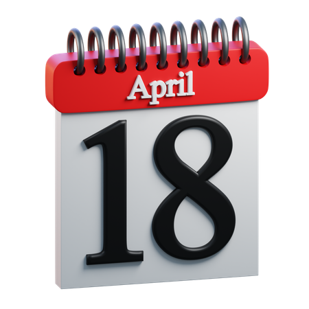 18 April Calendar  3D Icon