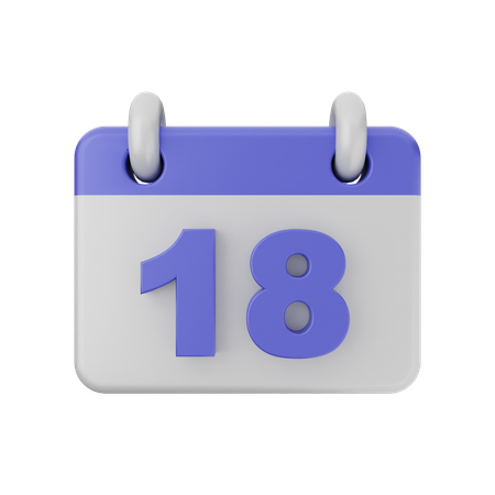 Calendário de 18 datas  3D Icon