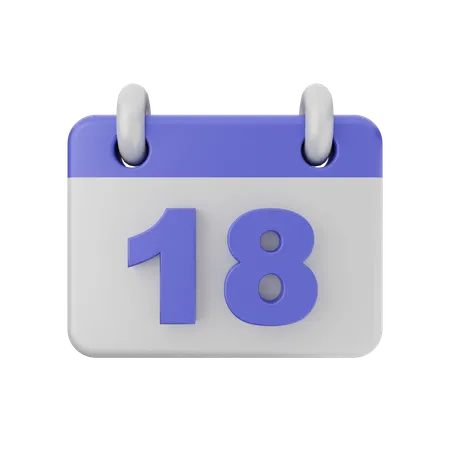 Calendário de 18 datas  3D Icon