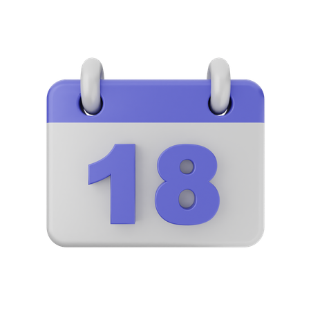 18 Date Calendar  3D Icon