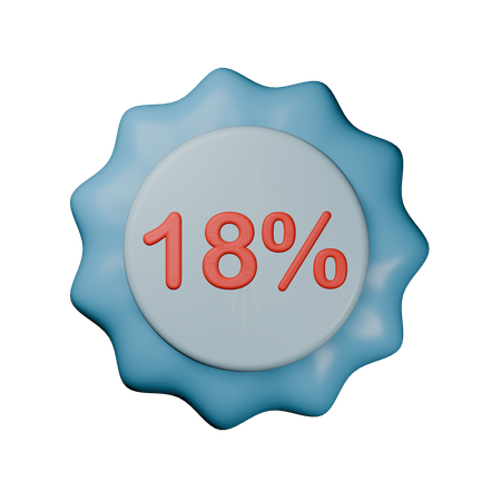 18% Discount Badge  3D Icon