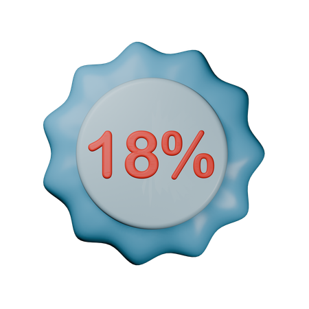 18% Discount Badge  3D Icon