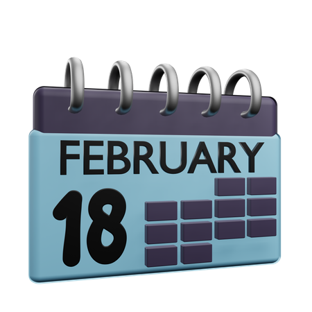 18 February Calender  3D Icon