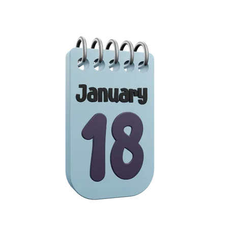 18 January Calender  3D Icon