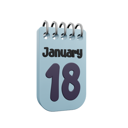 Calendrier du 18 janvier  3D Icon