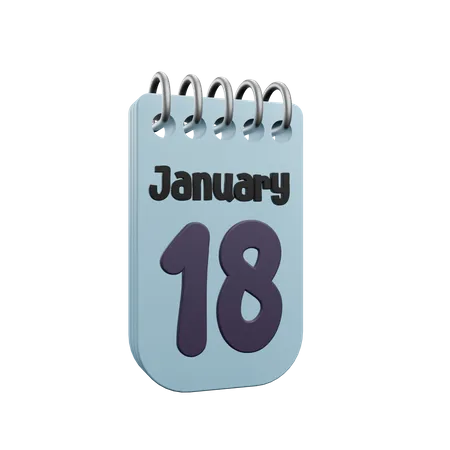 Calendrier du 18 janvier  3D Icon