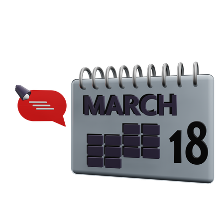 18 March Calender  3D Icon