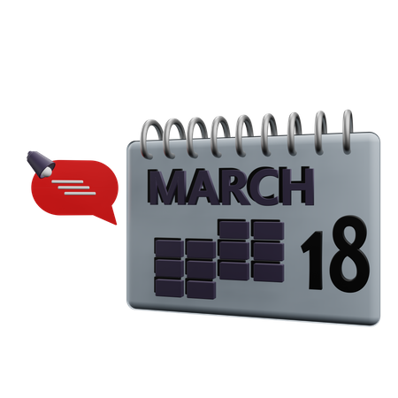 18. März Kalender  3D Icon