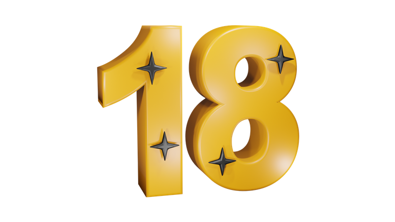 18 Number  3D Icon