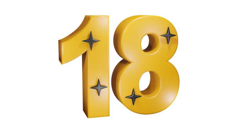 18 Number  3D Icon