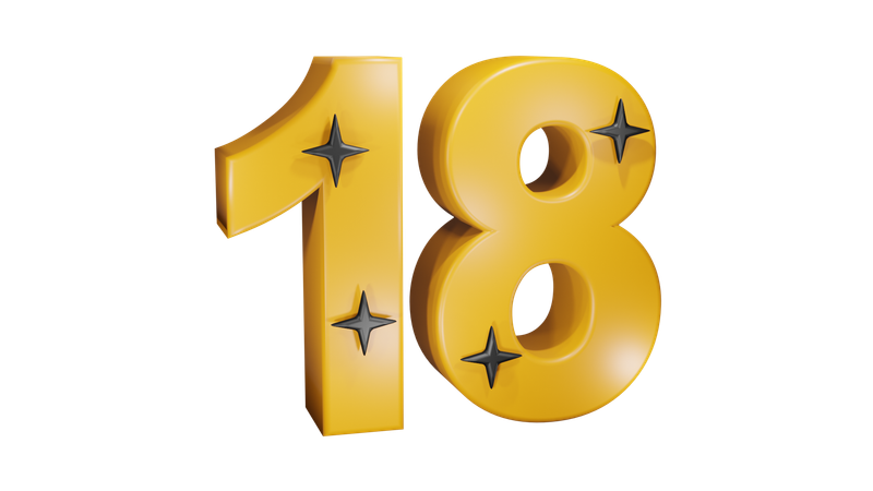 18 Number  3D Icon