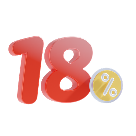 18 Percent  3D Icon