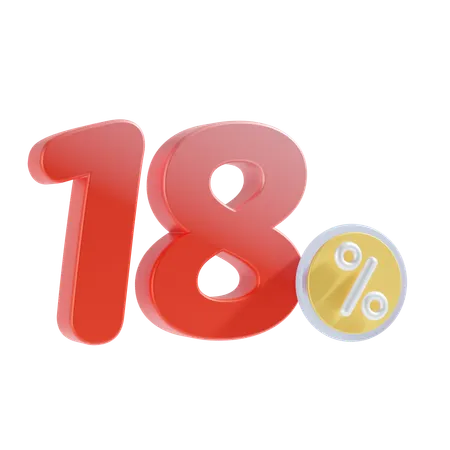18 Percent  3D Icon