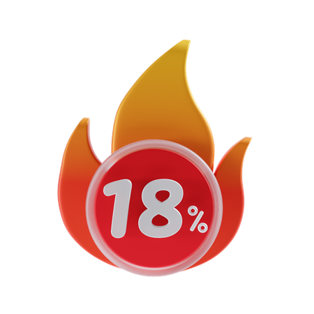 18 Percent  3D Icon