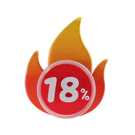 18 Percent  3D Icon