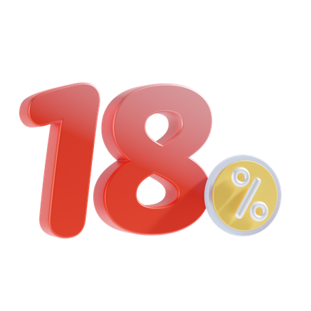 18 Percent  3D Icon